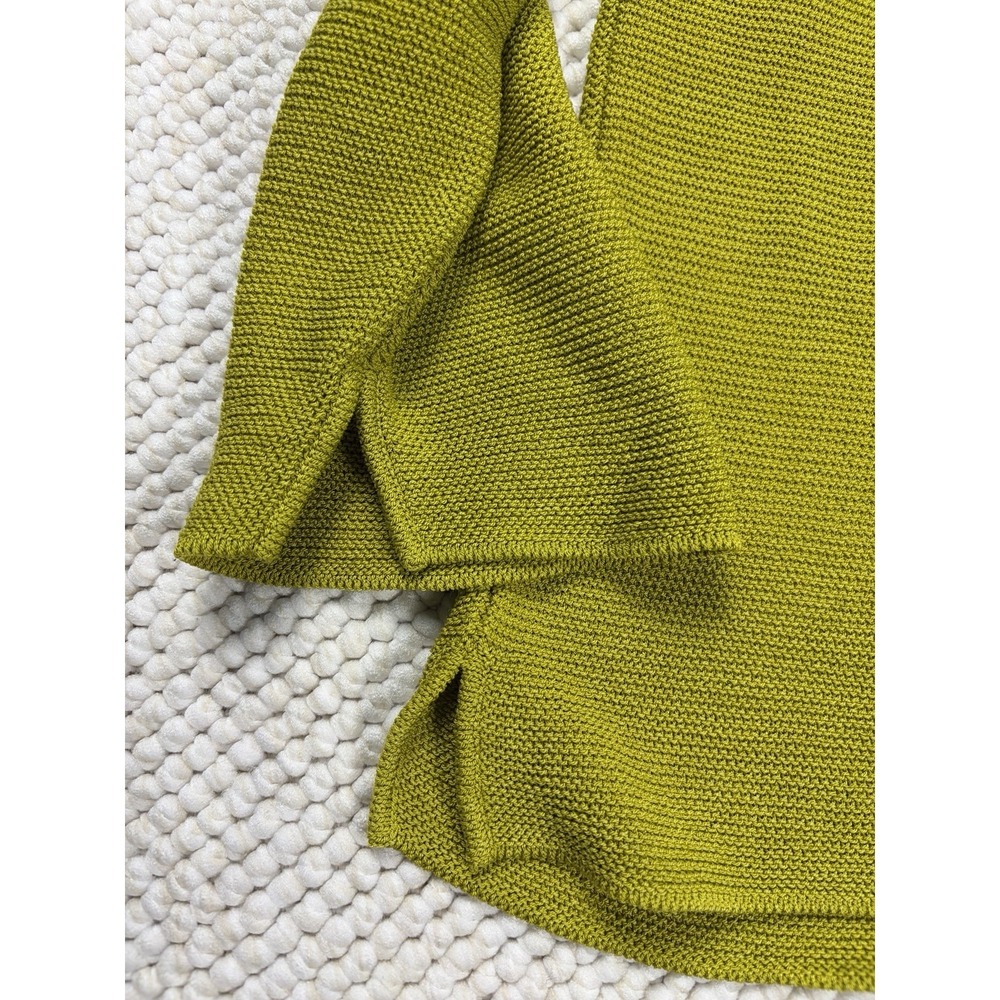 Eileen Fisher Chartreuse Boatneck 3/4 Sleeve Sweater Italian Yarn Cotton Blend L - Picture 6 of 7